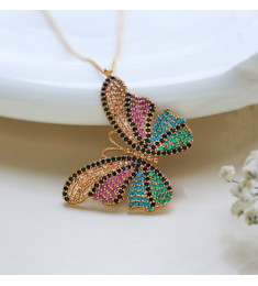 سلسال الفراشة فضة خالص مرصع كرييستال #493