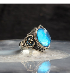 خاتم  زركون فضة خالص بحرف #333