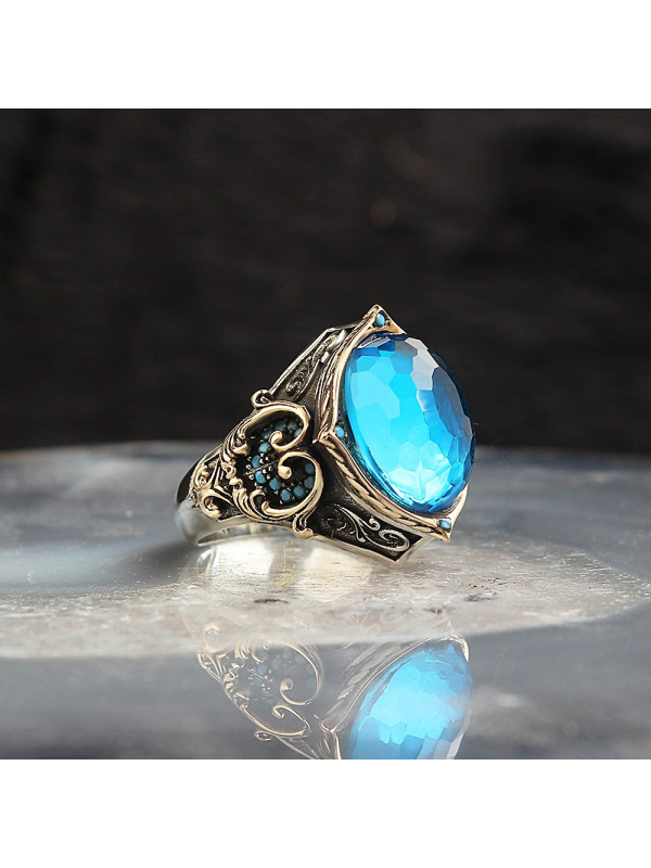 خاتم  زركون فضة خالص بحرف #333