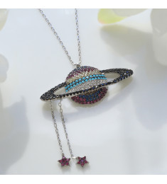 سلسال الكواكب والنجمة فضة خالص #624