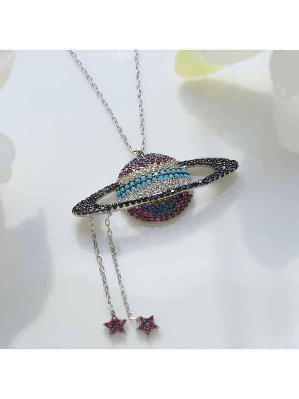 سلسال الكواكب والنجمة فضة خالص #624