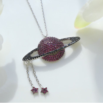 سلسال الكواكب والنجمة فضة خالص #625