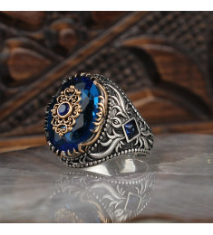 خاتم الاكوامارين فضة #789