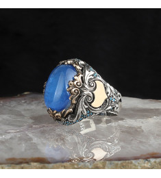 خاتم حجر بارايبا فضة #794