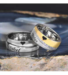 خاتم كبلز فضة خالص بإسمين # 2006