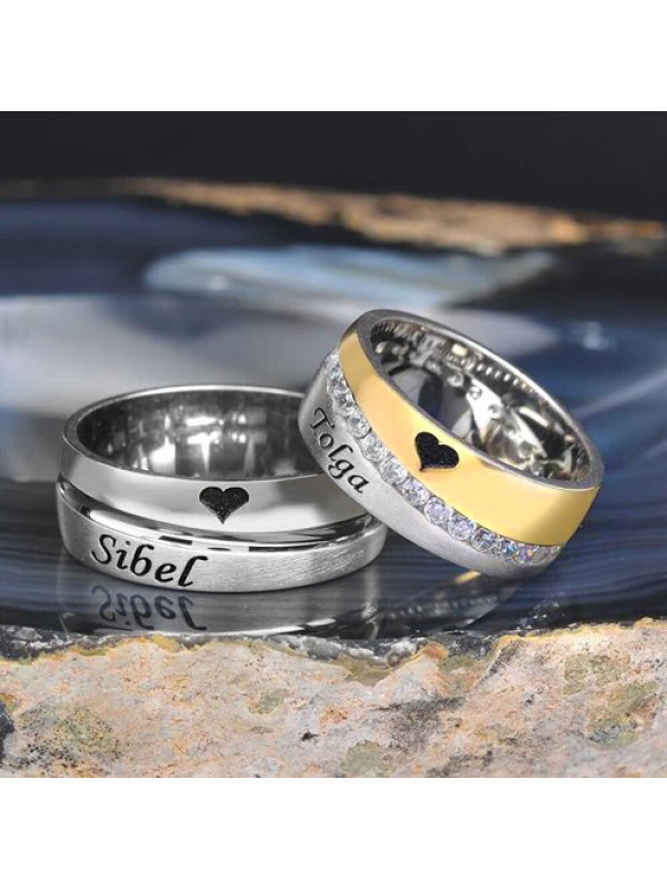 خاتم كبلز فضة خالص بإسمين # 2006