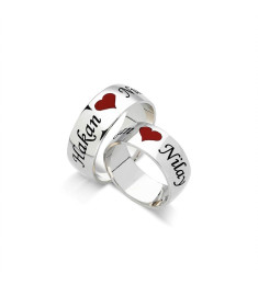 خاتم كبلز فضة خالص بغسمين بقلب  # 2010