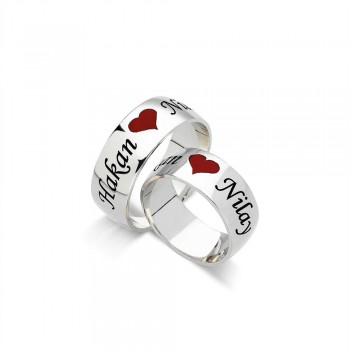 خاتم كبلز فضة خالص بغسمين بقلب  # 2010