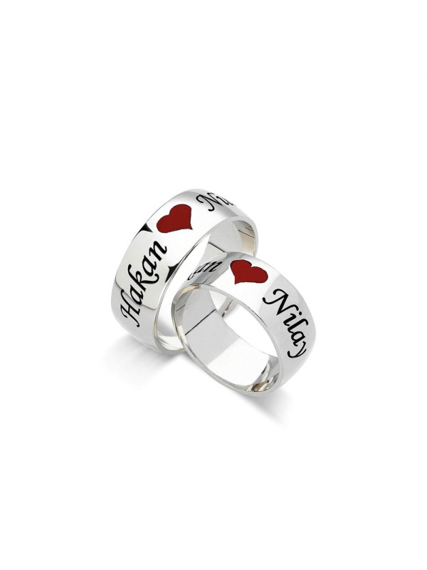 خاتم كبلز فضة خالص بغسمين بقلب  # 2010