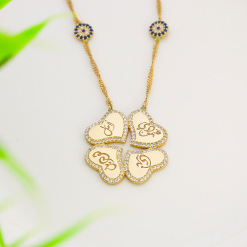 سلسال فضة خالص باسمين مرصع كريستال #718 