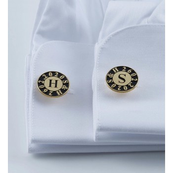 كبك فضة خالص بحرفين وتاريخ #228 