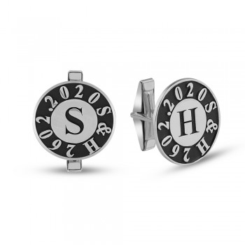 كبك فضة خالص بحرفين وتاريخ #228 