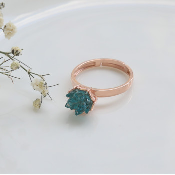 خاتم الوردة الزرقاء فضة خالص #596 