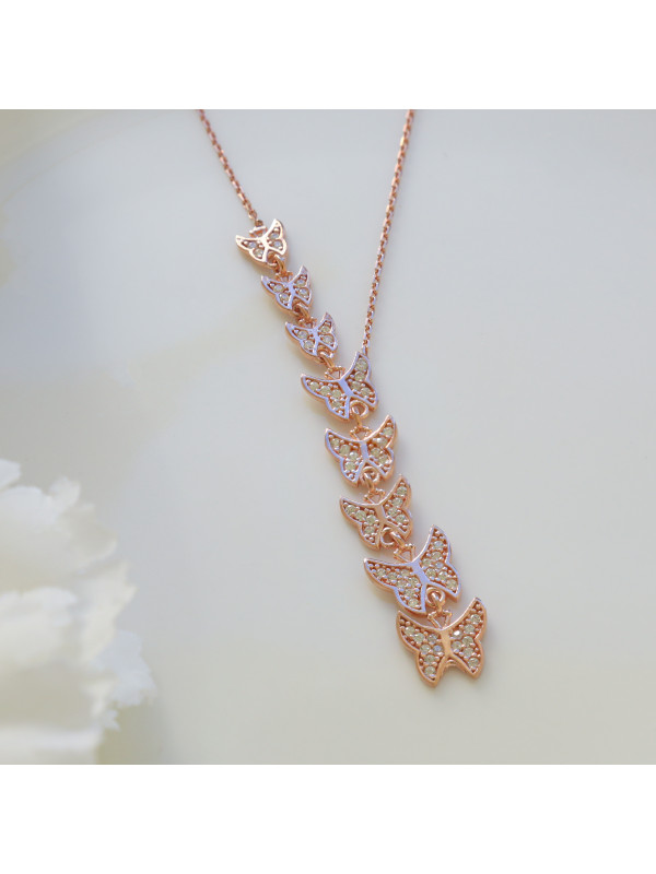 سلسال الفراشات فضة خالص #755