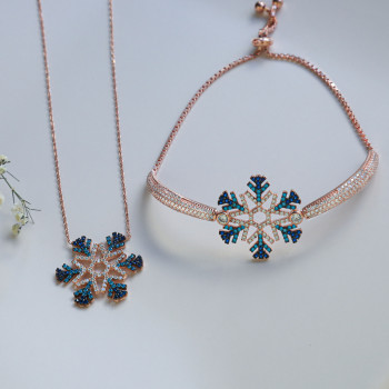 طقم حبة الثلج فضة خالص #754