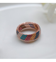 خاتم فضة خالص مرصع كريستال #783