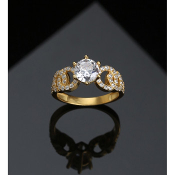 خاتم فضة خالص مرصع كريستال #581 