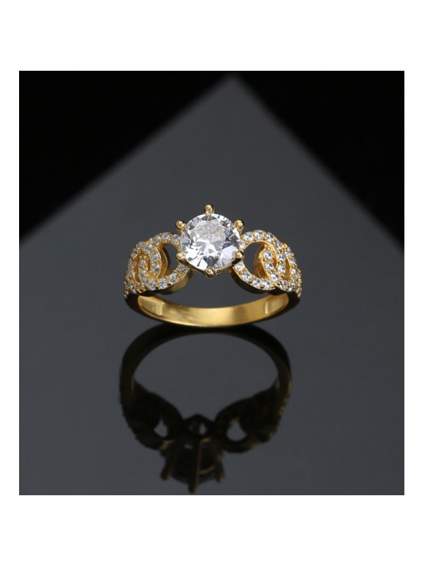 خاتم فضة خالص مرصع كريستال #581