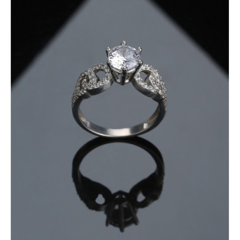 خاتم فضة خالص مرصع كريستال #581 