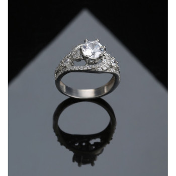 خاتم السلطان فضة خالص مرصع كريستال #580 