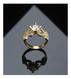 خاتم القلوب فضة خالص مرصع كريستال #583