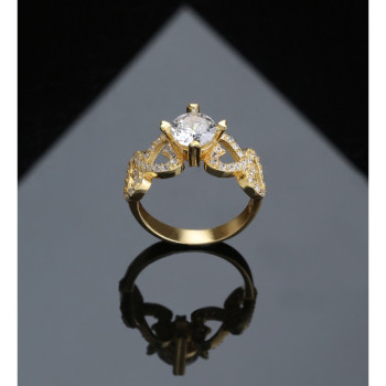 خاتم القلوب فضة خالص مرصع كريستال #583 