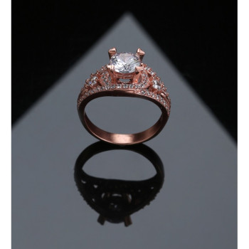 خاتم فضة خالص مرصع كريستال #585 