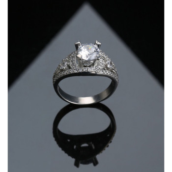 خاتم فضة خالص مرصع كريستال #585 