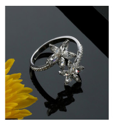 خاتم النجم الابيض فضة خالص #587