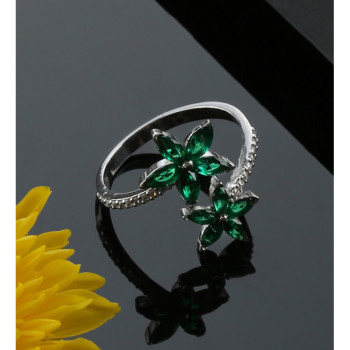 خاتم النجم الاخضر فضة خالص #586 