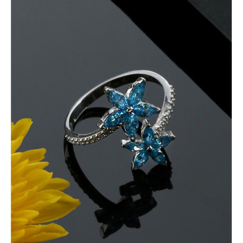 خاتم النجم الازرق فضة خالص #590 