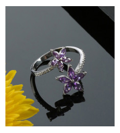خاتم النجم البنفسجي فضة خالص #589
