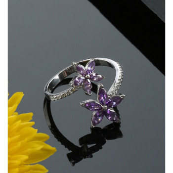 خاتم النجم البنفسجي فضة خالص #589 