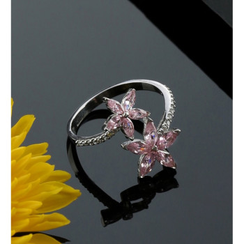 خاتم النجم الوردي فضة خالص #588 