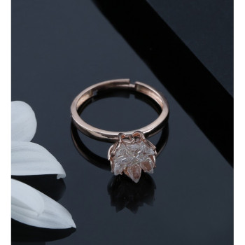 خاتم الوردة البيضاء فضة خالص #593 