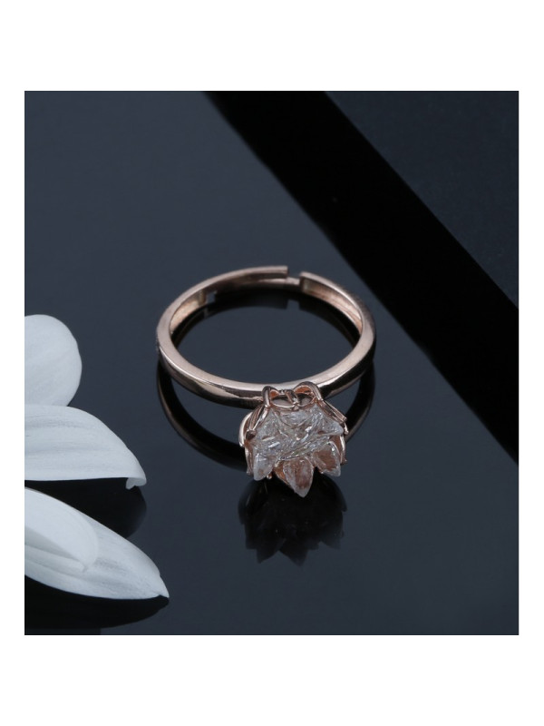 خاتم الوردة البيضاء فضة خالص #593