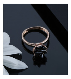 خاتم الوردة السوداء فضة خالص #595