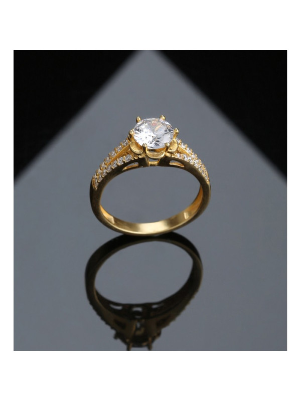 خاتم فضة خالص مرصع كريستال #584