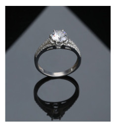 خاتم فضة خالص مرصع كريستال #584