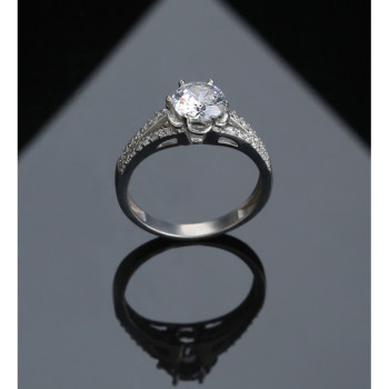 خاتم فضة خالص مرصع كريستال #584 