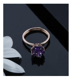 خاتم الوردة البنفسجية فضة خالص #598