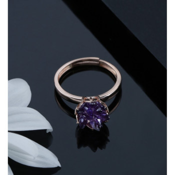 خاتم الوردة البنفسجية فضة خالص #598 