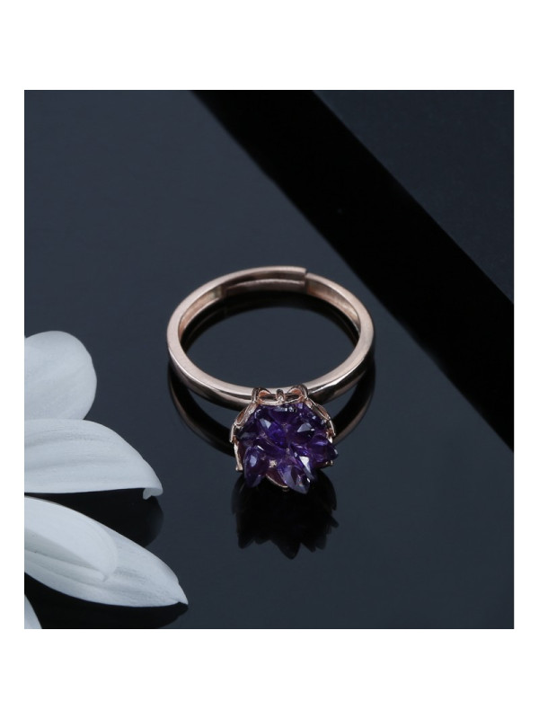 خاتم الوردة البنفسجية فضة خالص #598