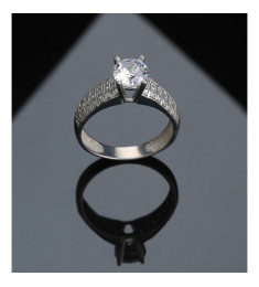 خاتم فضة خالص مرصع كريستال #582