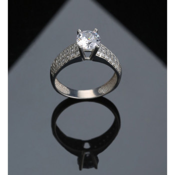 خاتم فضة خالص مرصع كريستال #582 