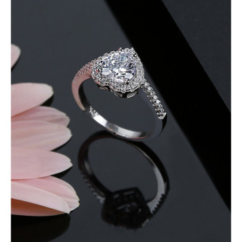 خاتم قلب فضة خالص #609