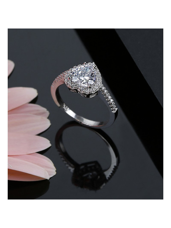 خاتم قلب فضة خالص #609