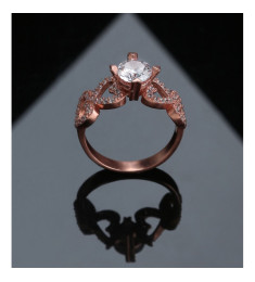 خاتم القلوب فضة خالص مرصع كريستال #583