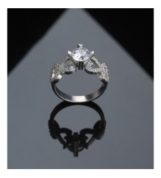 خاتم القلوب فضة خالص مرصع كريستال #583