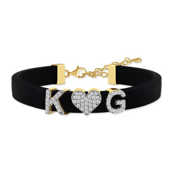 اسوارة فضة خالص بحرفين مرصع بالكريستال #157